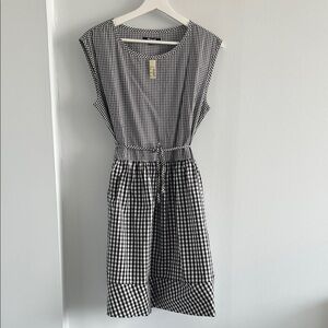 Madewell Monochrome Gingham Midi Dress